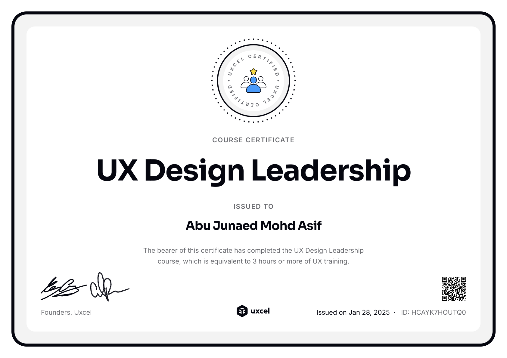 Abu Junaed Mohd Asif's certificate